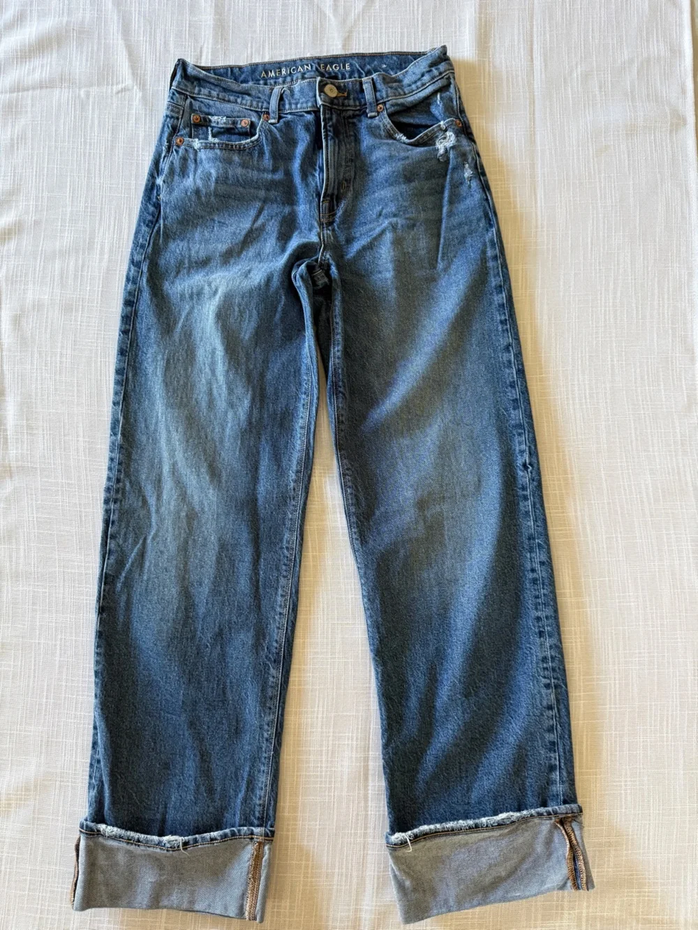 American Eagle Outfitters Blue Denim Jeans with Faded Wash